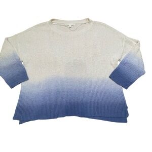 Nayson Parker Sweater‎ Womens Large Cream Blue Ombre Knit Lightweight *See Pics